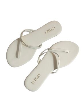Fitory White Minimal Twist Strap Slide Sandals for Women